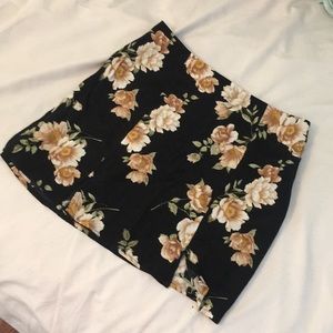 black floral mini skirt